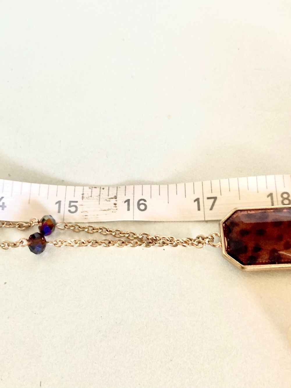 Gold-Tone Tassel Pendant nwot chain Necklace Brown center women’s jewelry - Picture 8 of 9